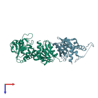 PDB entry 2egg coloured by chain, top view.