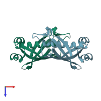 PDB entry 2egj coloured by chain, top view.