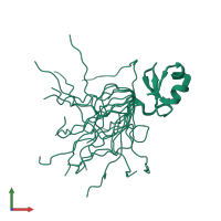 PDB entry 2egm coloured by chain, ensemble of 20 models, front view.