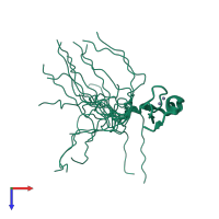 PDB entry 2egm coloured by chain, ensemble of 20 models, top view.