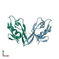 PDB entry 2ego coloured by chain, front view.