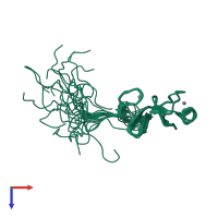 PDB entry 2egq coloured by chain, ensemble of 20 models, top view.
