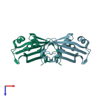 PDB entry 2egr coloured by chain, top view.
