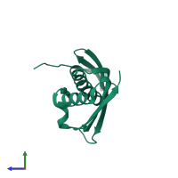 PDB entry 2egt coloured by chain, side view.