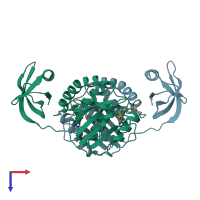 PDB entry 2egw coloured by chain, top view.
