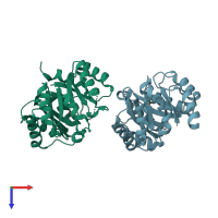 PDB entry 2egz coloured by chain, top view.