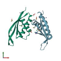 PDB entry 2eh1 coloured by chain, front view.