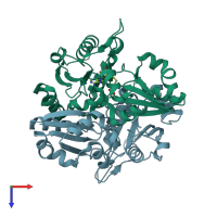 PDB entry 2eh4 coloured by chain, top view.