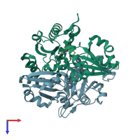 PDB entry 2eh5 coloured by chain, top view.