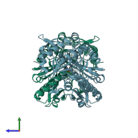 PDB entry 2eh6 coloured by chain, side view.