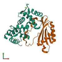PDB entry 2ehb coloured by chain, front view.