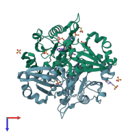 PDB entry 2ehc coloured by chain, top view.
