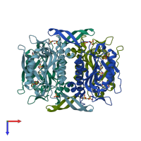 PDB entry 2ehj coloured by chain, top view.