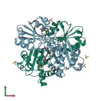 PDB entry 2ehl coloured by chain, front view.