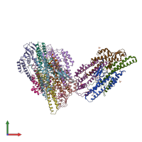 PDB entry 2eho coloured by chain, front view.