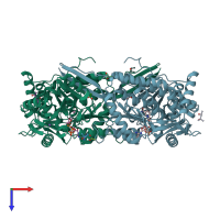 PDB entry 2ehq coloured by chain, top view.