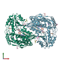 PDB entry 2ehu coloured by chain, front view.