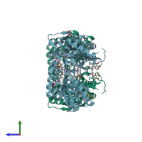PDB entry 2ehu coloured by chain, side view.