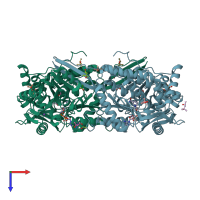 PDB entry 2ehu coloured by chain, top view.