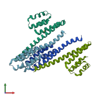 PDB entry 2ehw coloured by chain, front view.