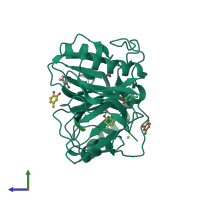 PDB entry 2ehz coloured by chain, side view.