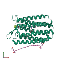 PDB entry 2ei4 coloured by chain, front view.