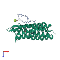 PDB entry 2ei4 coloured by chain, top view.
