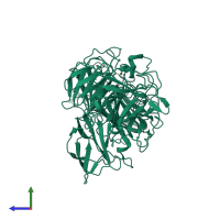 PDB entry 2eic coloured by chain, side view.