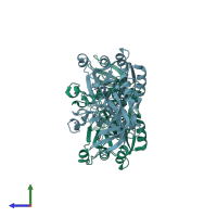 PDB entry 2eih coloured by chain, side view.