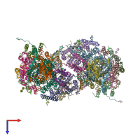 PDB entry 2eij coloured by chain, top view.