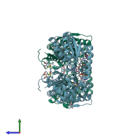 PDB entry 2eit coloured by chain, side view.