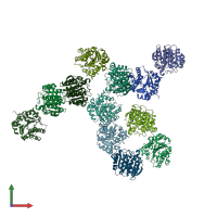 PDB entry 2eiv coloured by chain, front view.