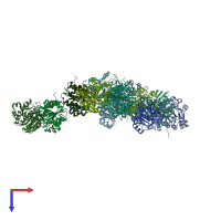 PDB entry 2eiv coloured by chain, top view.