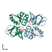 PDB entry 2eix coloured by chain, front view.
