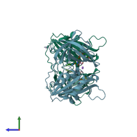 PDB entry 2eix coloured by chain, side view.