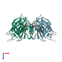 PDB entry 2eix coloured by chain, top view.