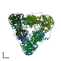 PDB entry 2ej2 coloured by chain, front view.