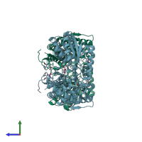 PDB entry 2ej6 coloured by chain, side view.