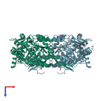 PDB entry 2ej6 coloured by chain, top view.