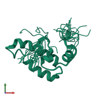 PDB entry 2ej7 coloured by chain, ensemble of 20 models, front view.