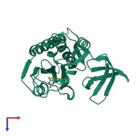 PDB entry 2ej9 coloured by chain, top view.