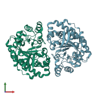 PDB entry 2eja coloured by chain, front view.