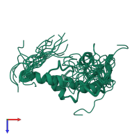 PDB entry 2eje coloured by chain, ensemble of 20 models, top view.