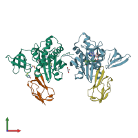 PDB entry 2ejf coloured by chain, front view.