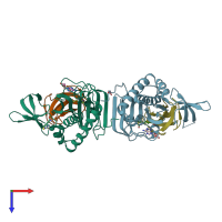 PDB entry 2ejf coloured by chain, top view.