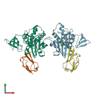 PDB entry 2ejg coloured by chain, front view.