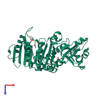 PDB entry 2eju coloured by chain, top view.