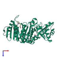 PDB entry 2eju coloured by chain, top view.