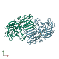 PDB entry 2ejv coloured by chain, front view.