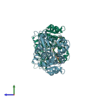 PDB entry 2ejv coloured by chain, side view.
